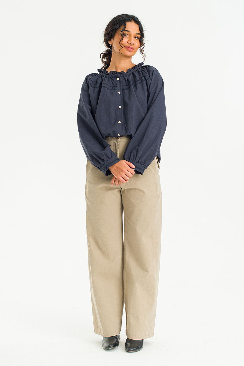 Mare Frill Blouse, Navy