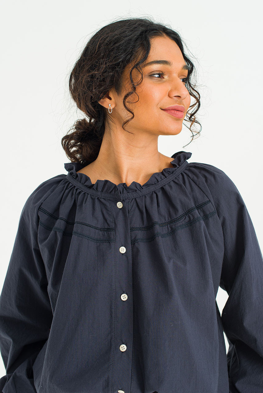 Mare Frill Blouse, Navy