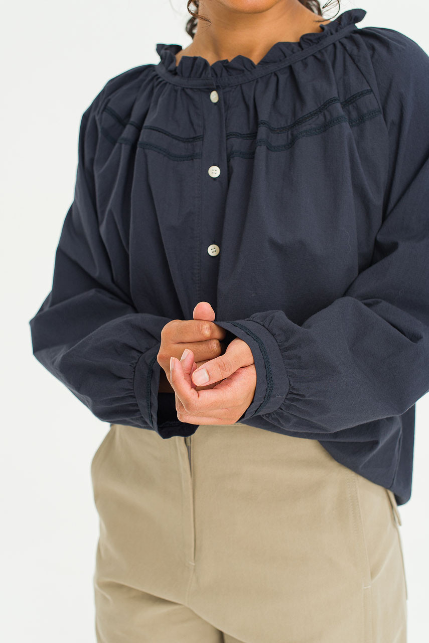 Mare Frill Blouse, Navy