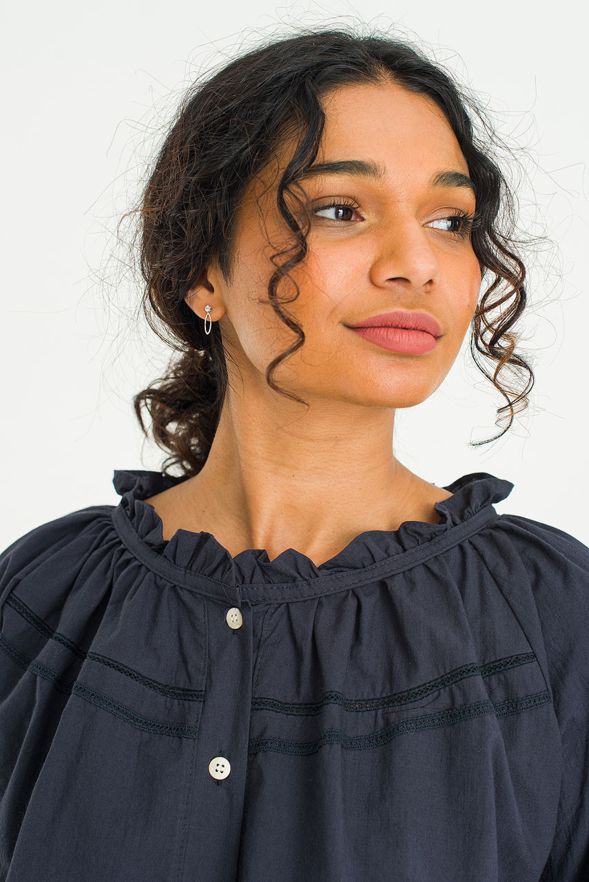 Mare Frill Blouse, Navy
