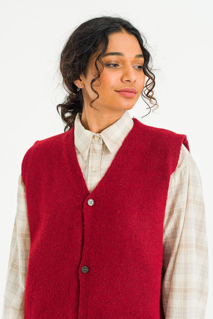 Button-Front Vest, Red