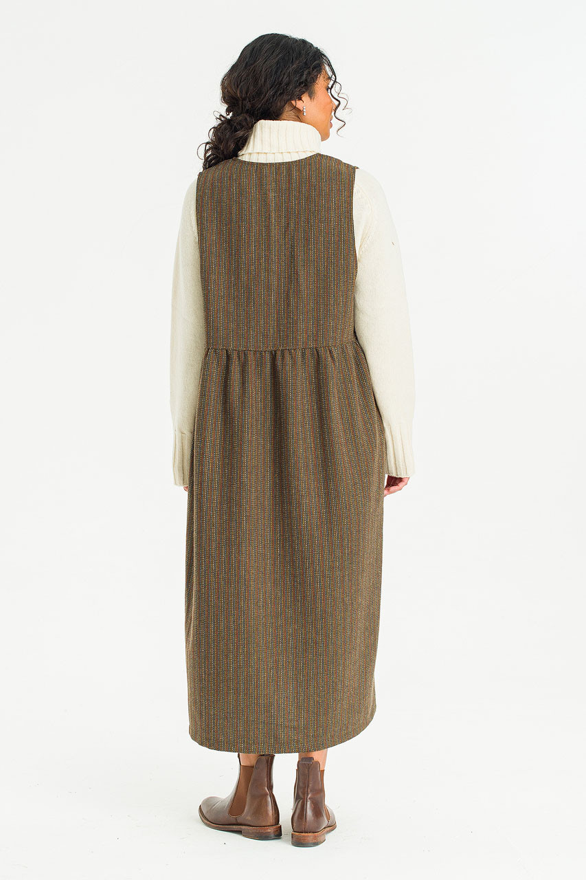 Hale Harringbone Pinafore Dress, Khaki