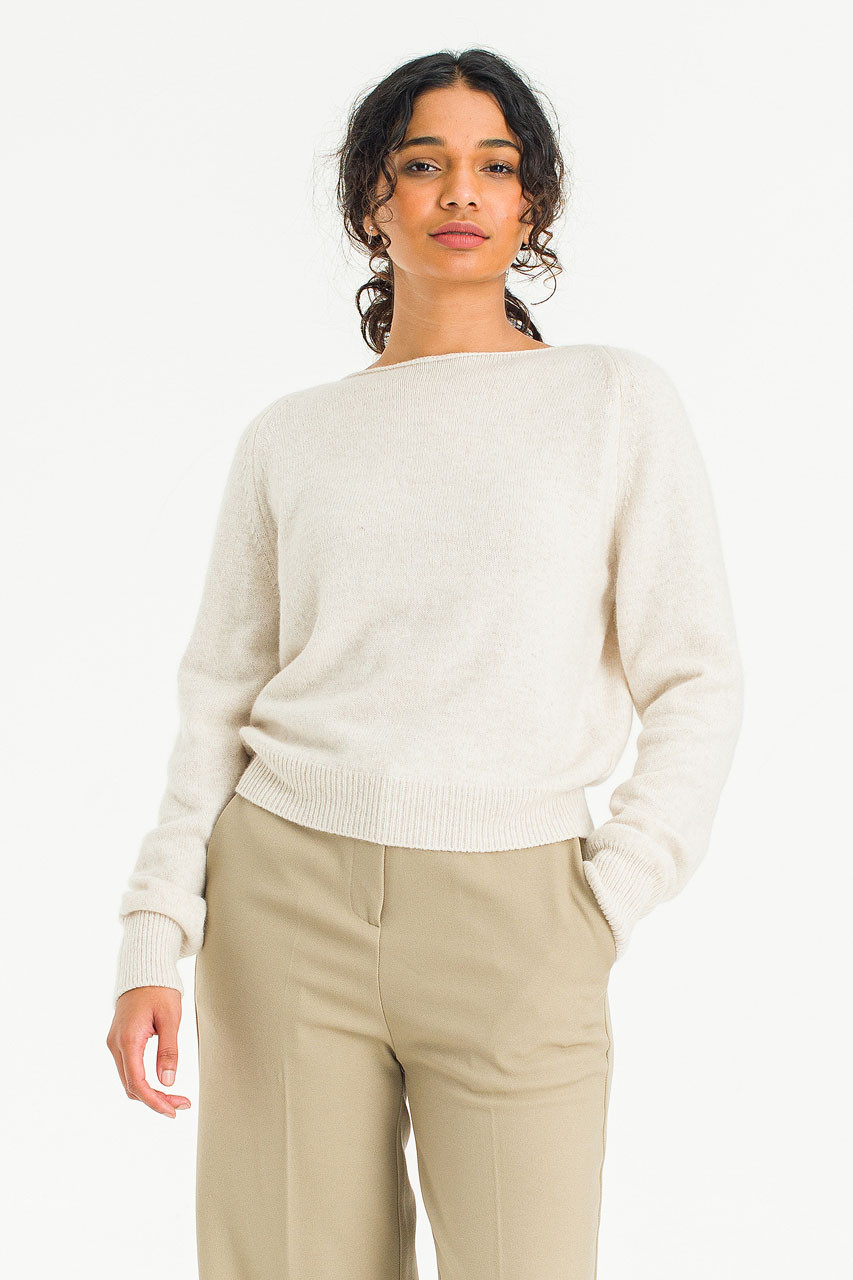 Yui Boat Neck Seamless Jumper, Ivory