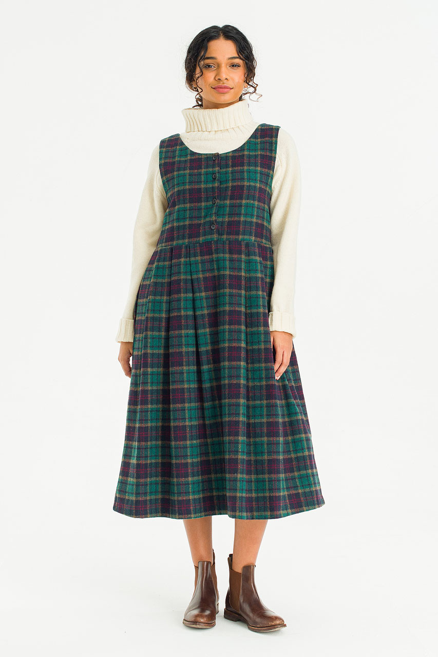 Asa Check Pinafore Dress, Green