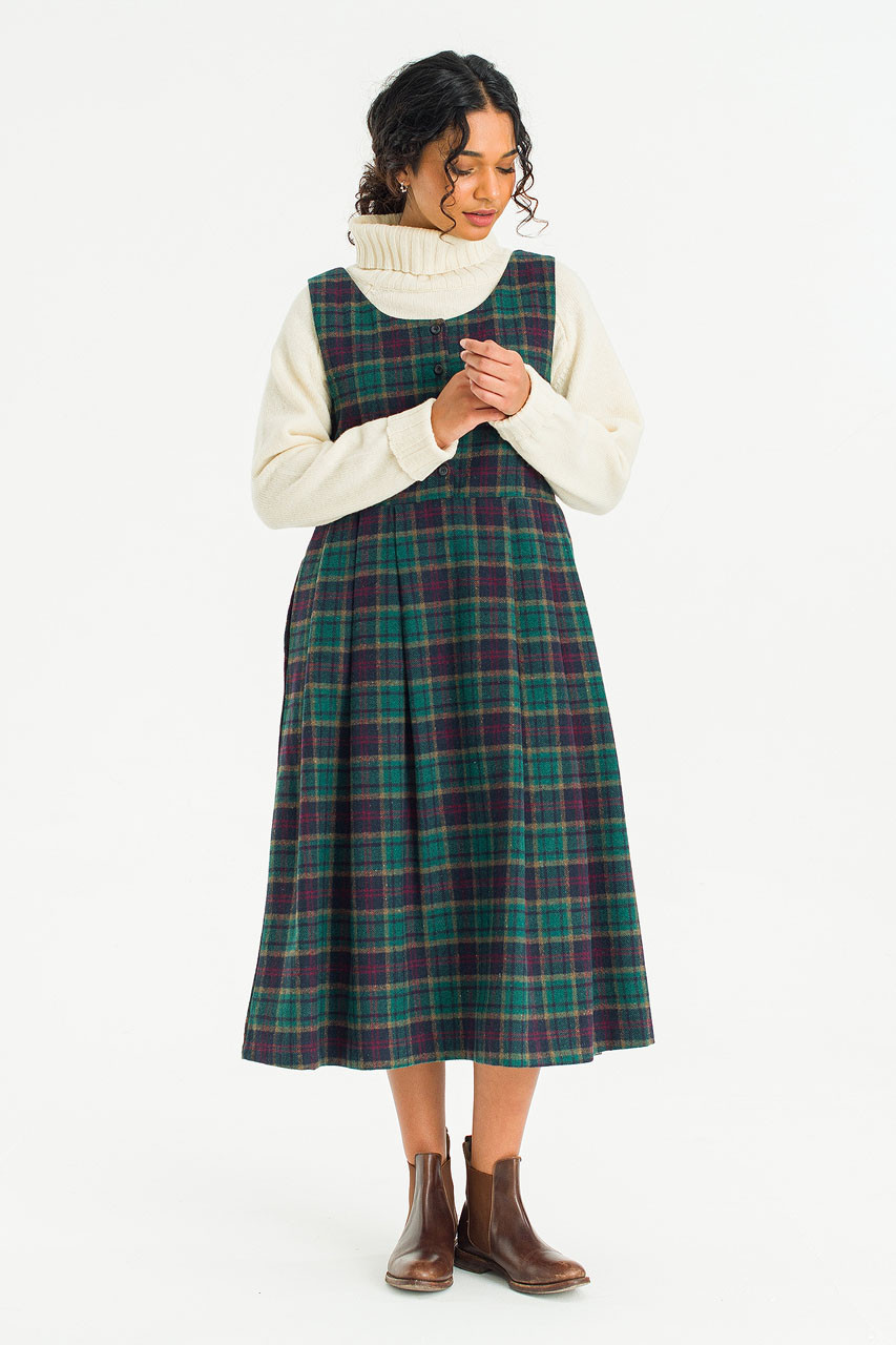 Asa Check Pinafore Dress, Green