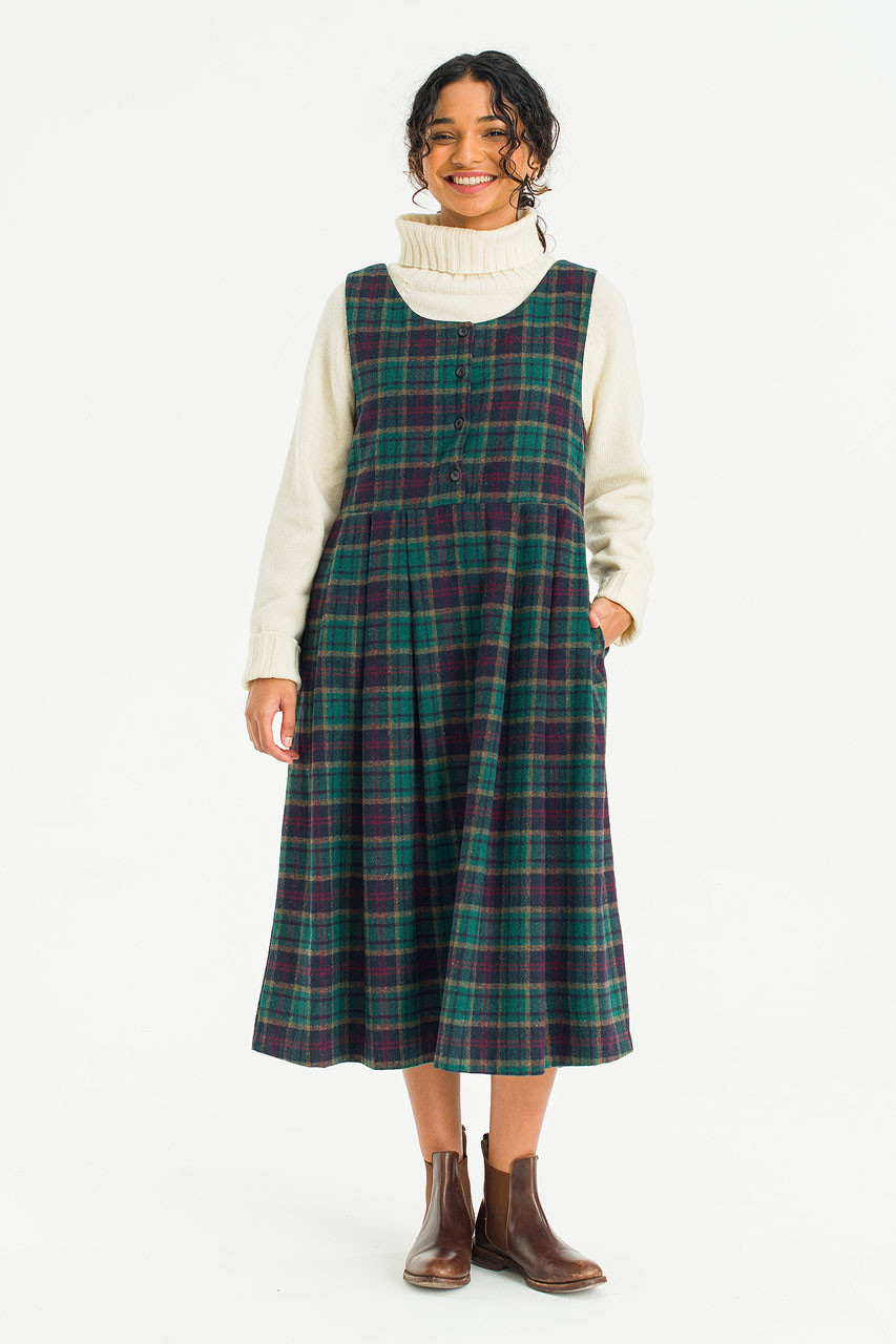 Asa Check Pinafore Dress, Green