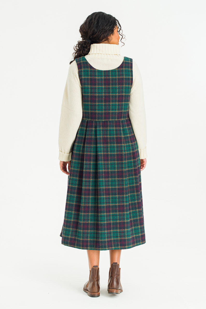 Asa Check Pinafore Dress, Green