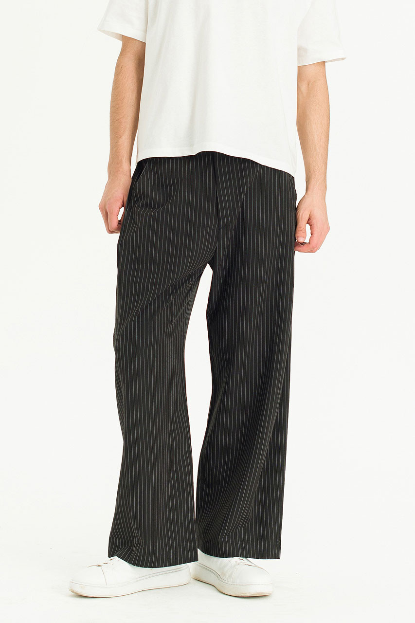 Menswear | Side Seam Slacks, Black Pinstripe