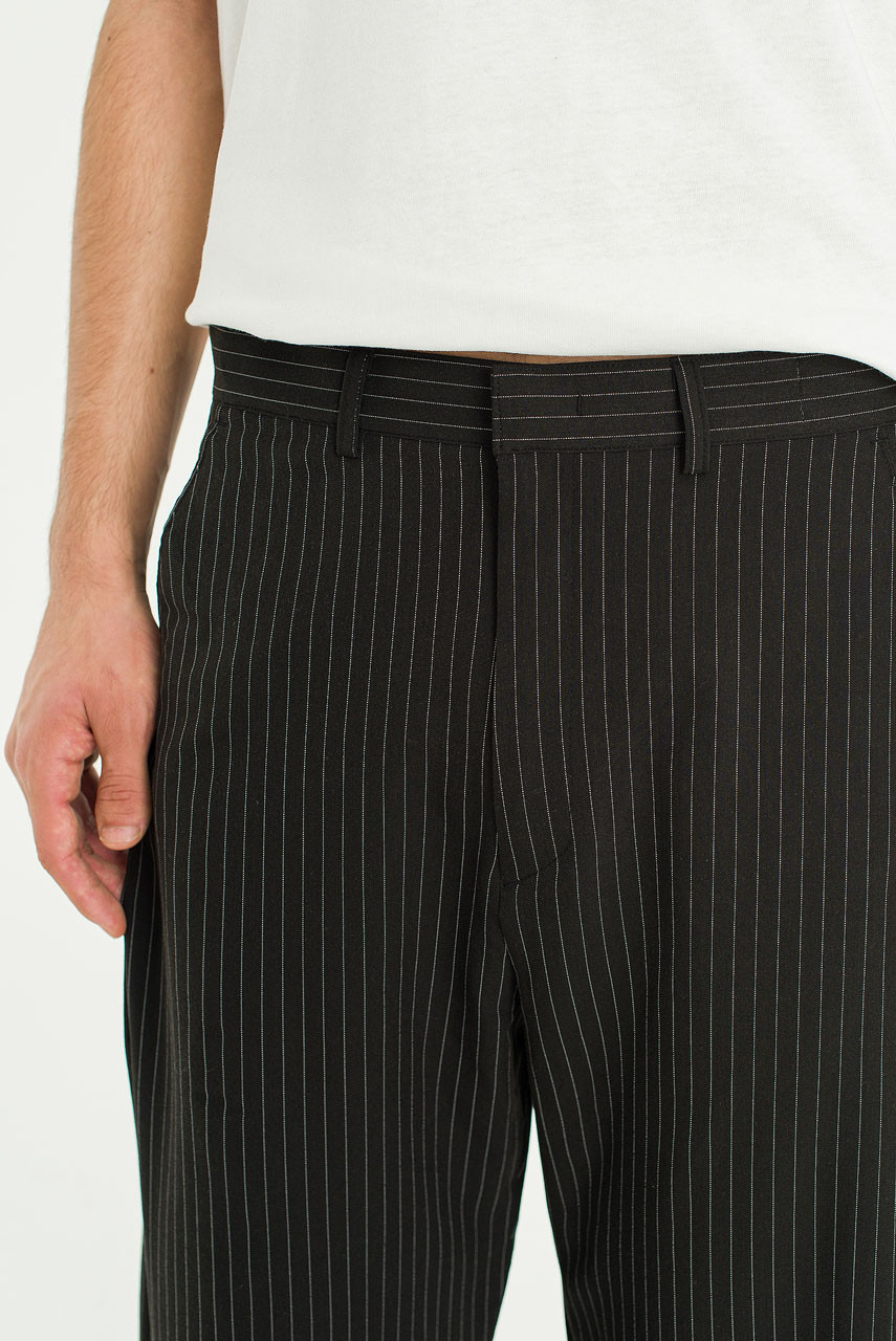 Menswear | Side Seam Slacks, Black Pinstripe