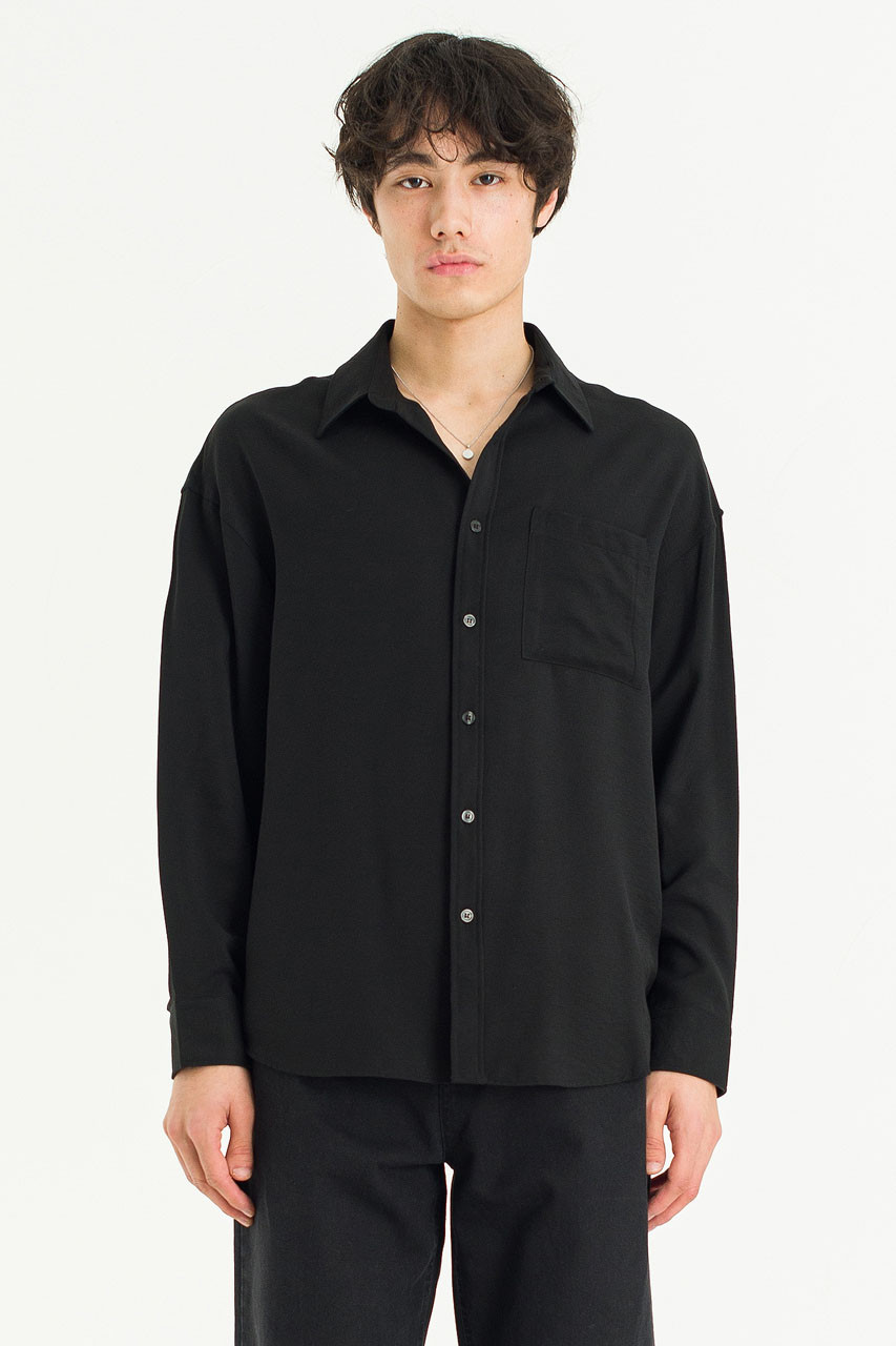 Menswear | Silky Shirt, Black