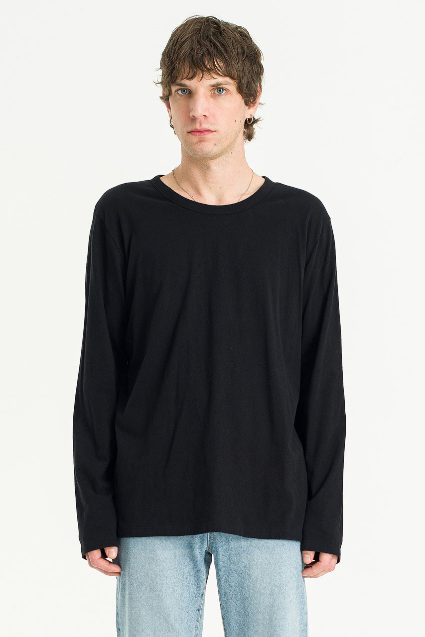 Menswear | Organic Cotton Long Sleeve Tee, Black