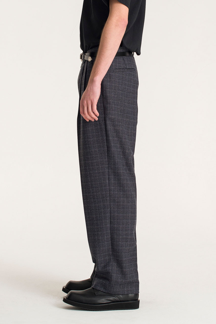 Menswear | Glen Check Slacks, Dark Grey