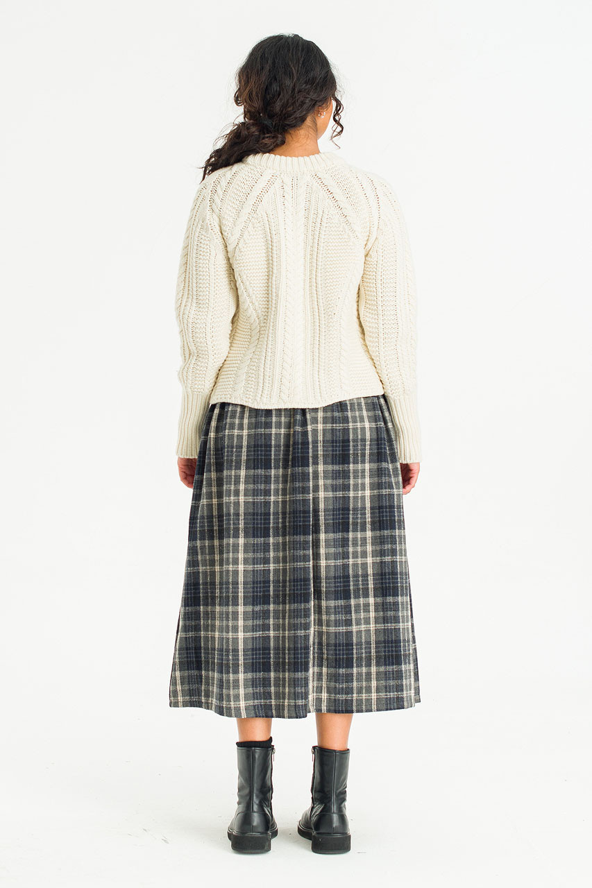 Mere Check Long Skirt, Black