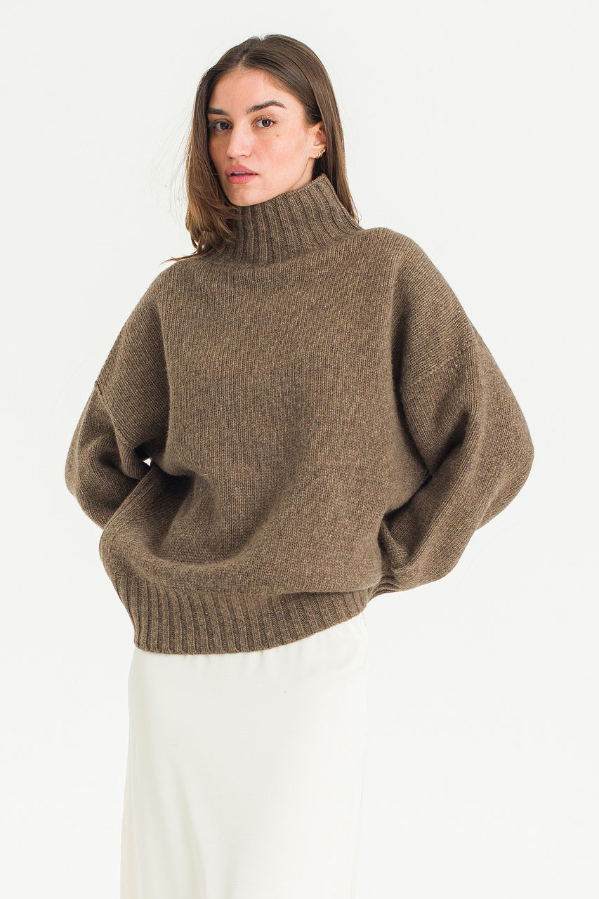 Loose Fit Soft Knit, Brown Melange