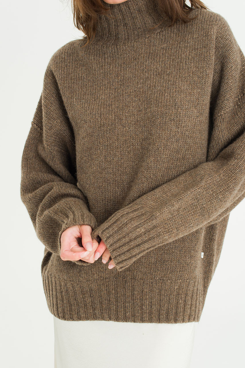 Loose Fit Soft Knit, Brown Melange