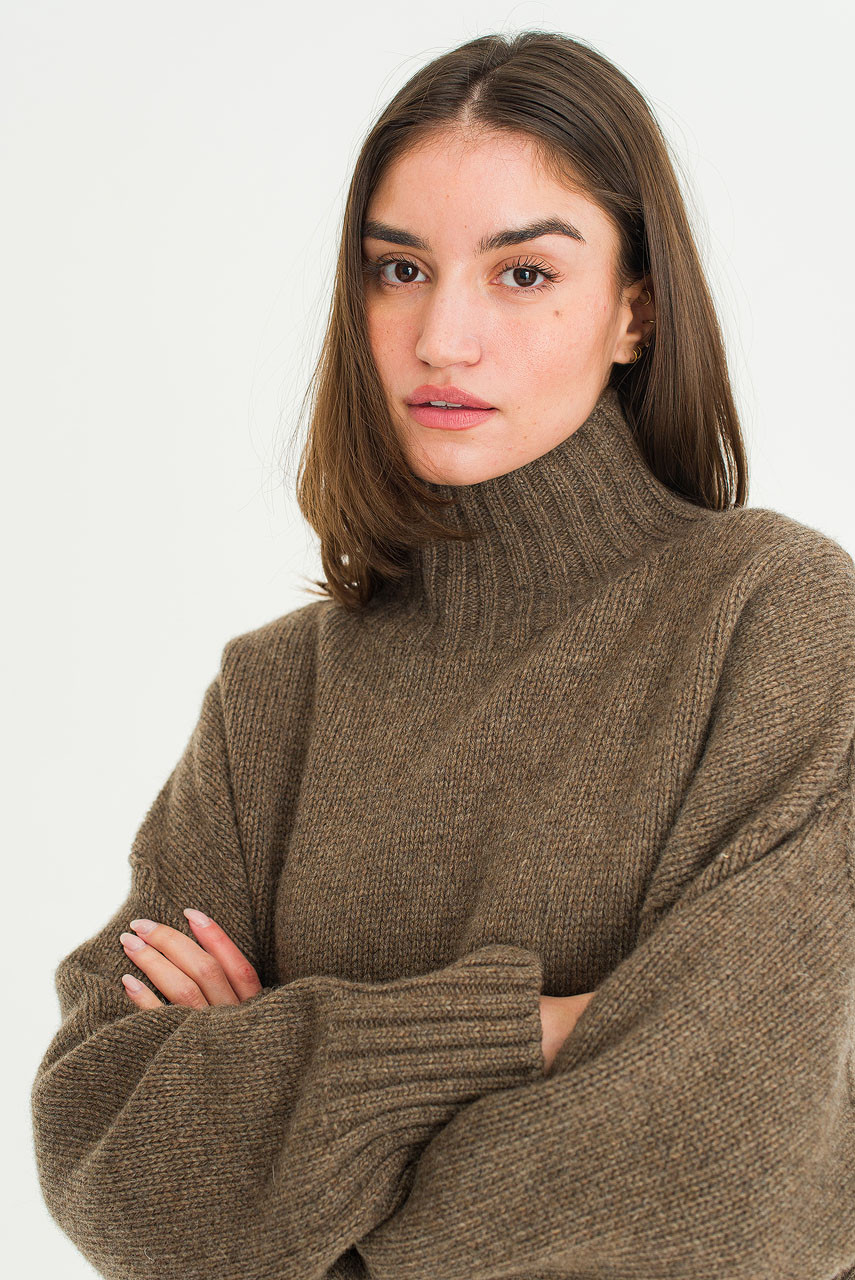 Loose Fit Soft Knit, Brown Melange