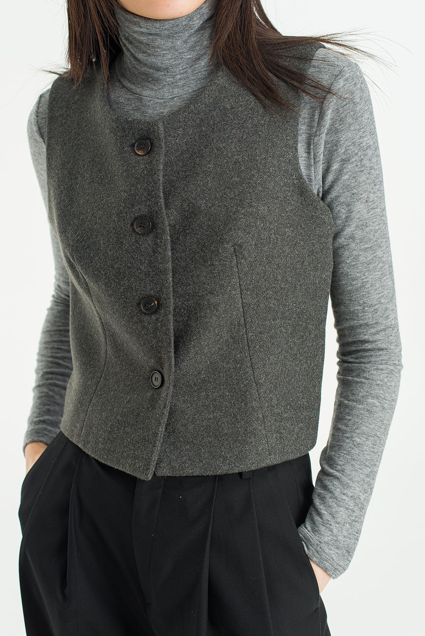 Form Button Vest, Charcoal