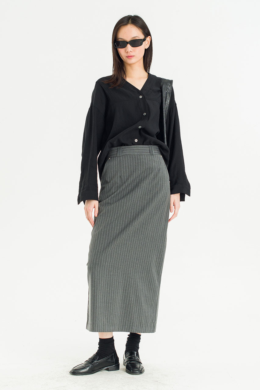 Aire V Neck Blouse, Black