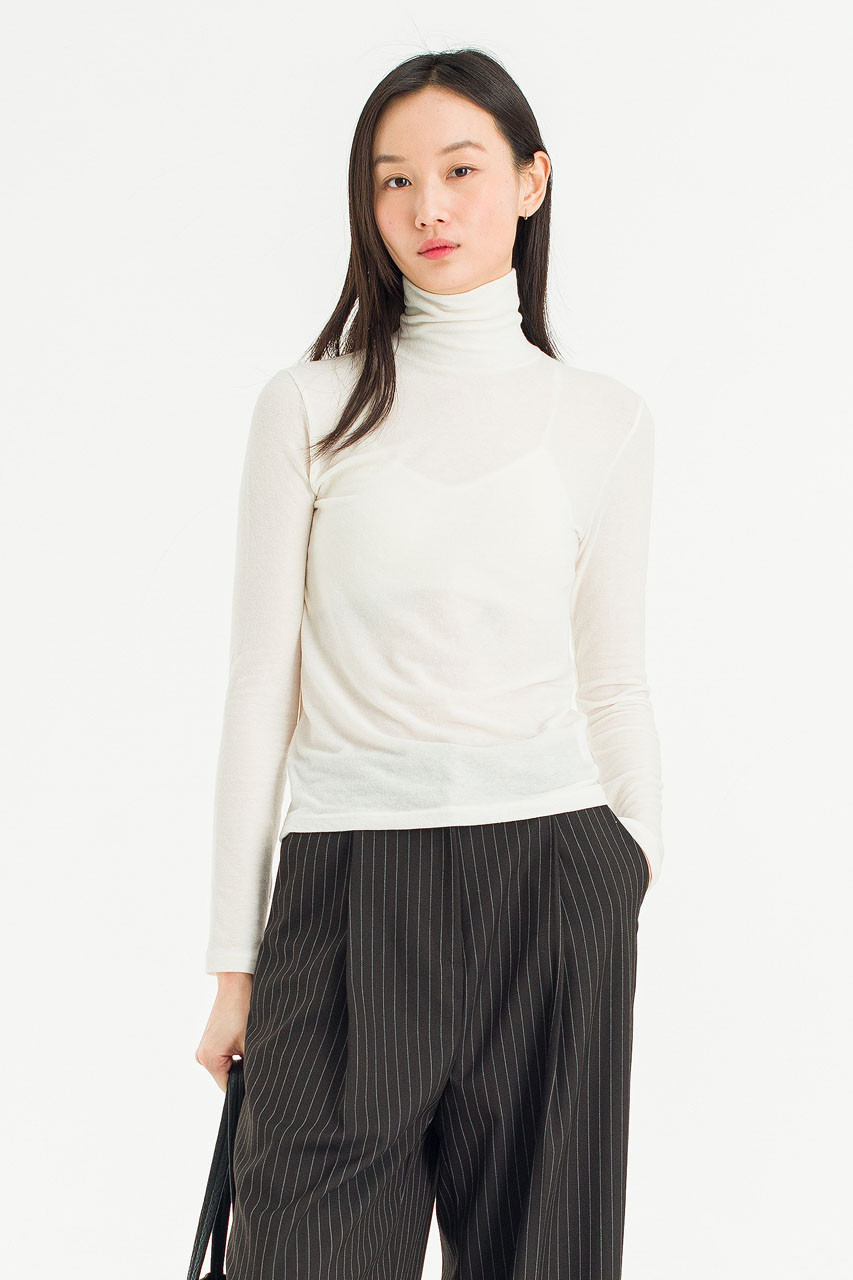 Soft Mock Neck Tee, Ivory