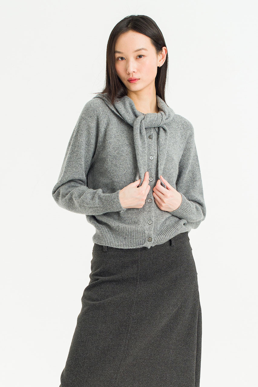 Rove Simple Cardigan & Scarf Set, Grey