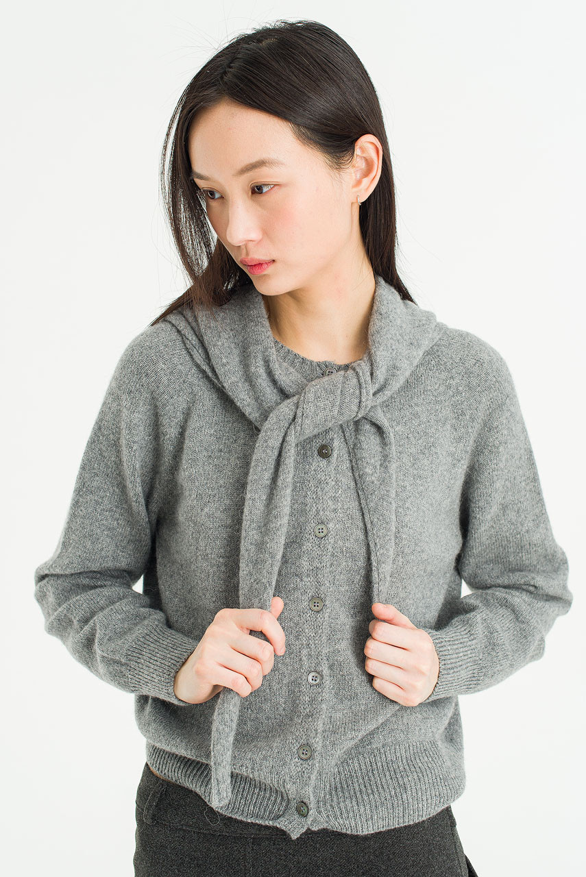 Rove Simple Cardigan & Scarf Set, Grey