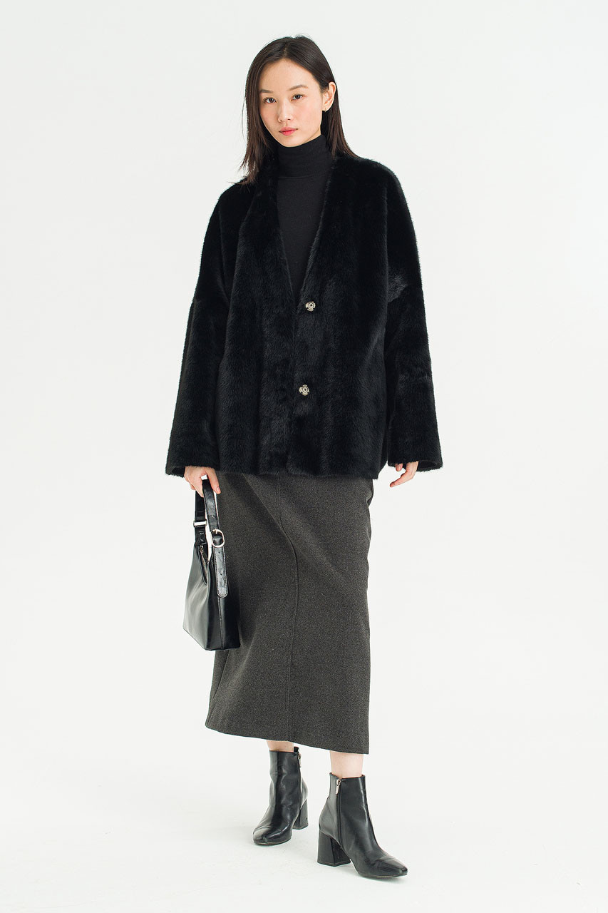 Marlow Faux Fur Jacket, Black