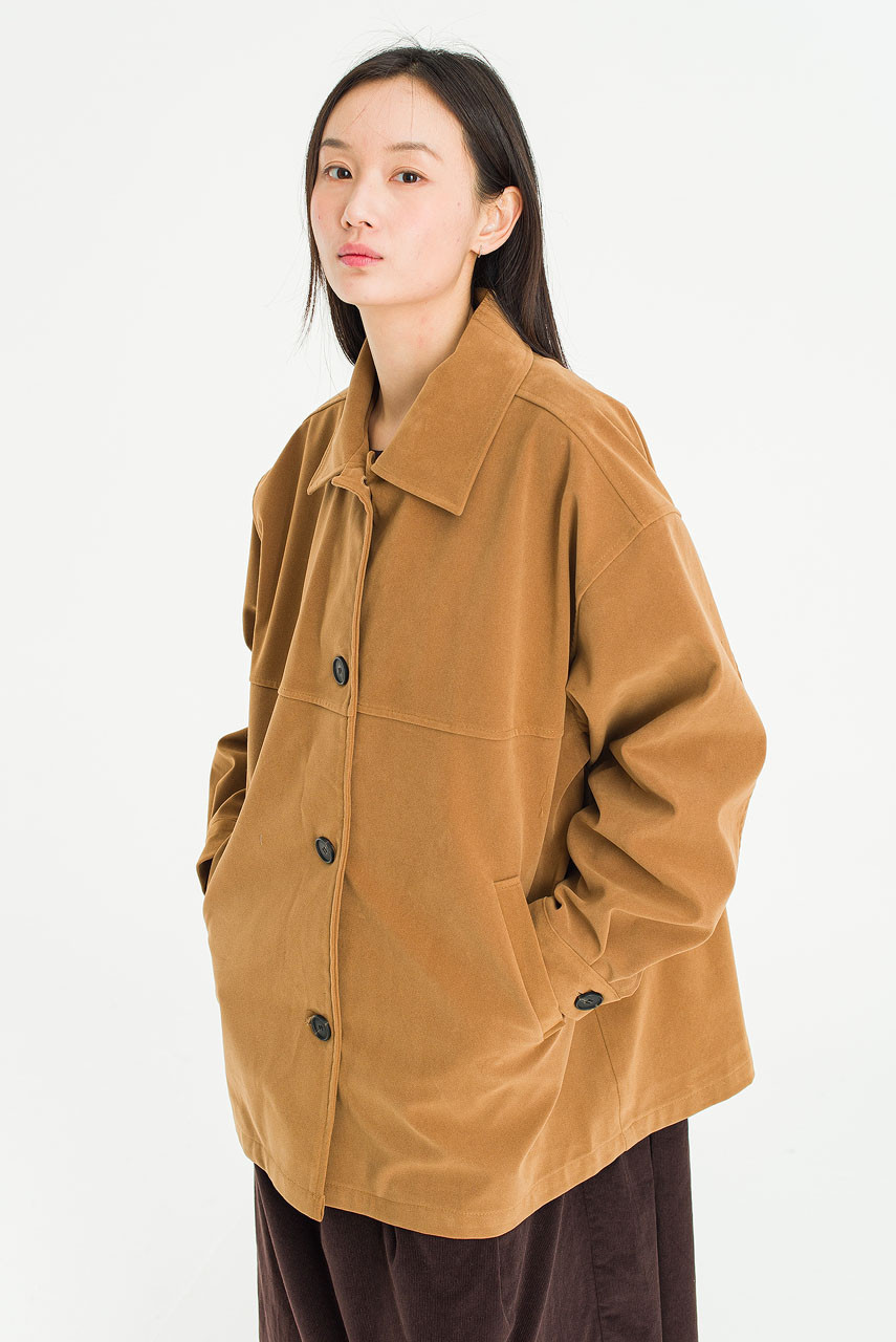 Haze Boxy Leather Jacket, Camel