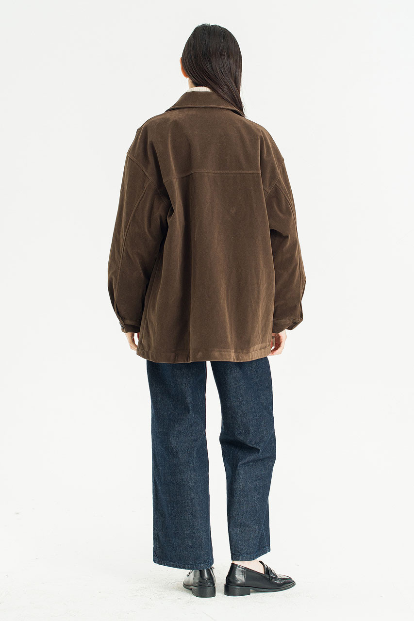 Haze Boxy Leather Jacket, Brown