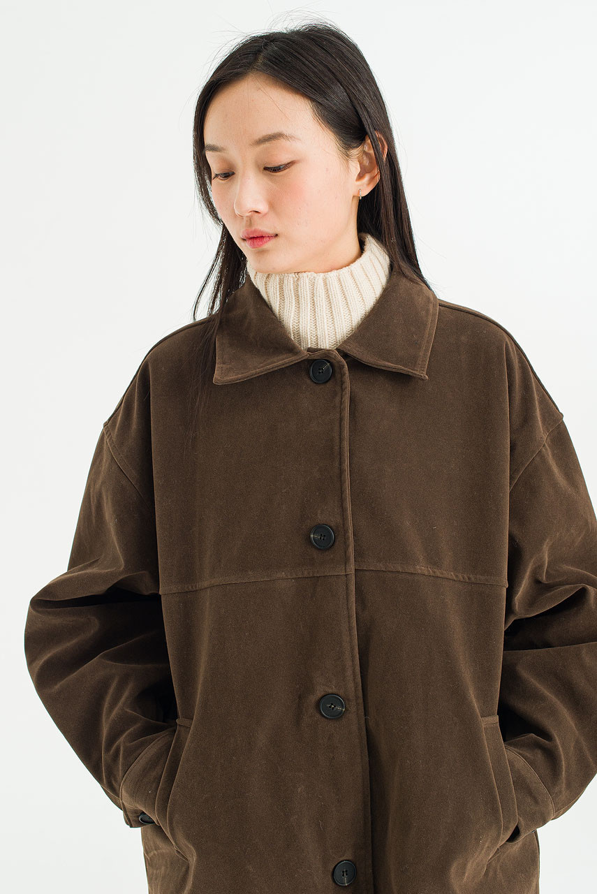 Haze Boxy Leather Jacket, Brown