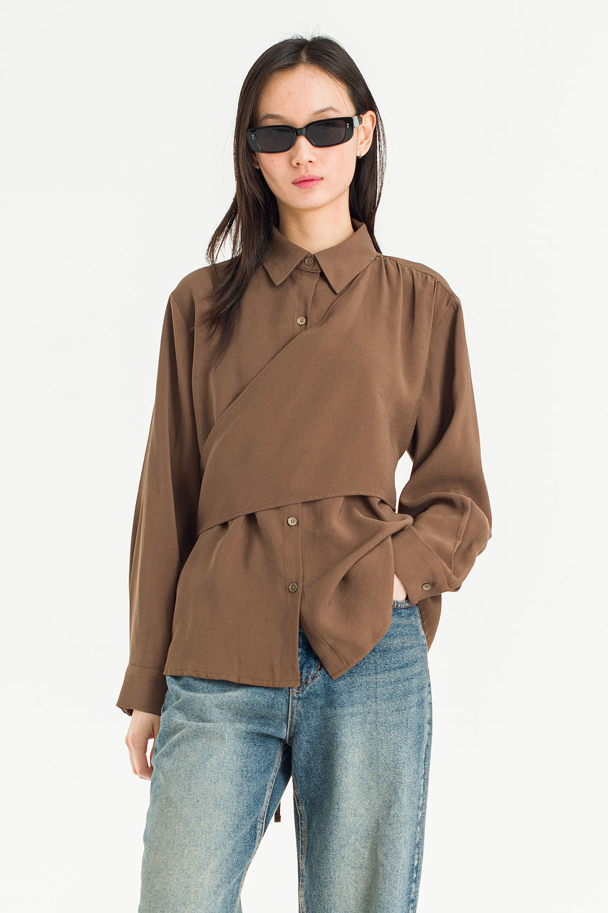 Serif Layer Blouse, Mocha