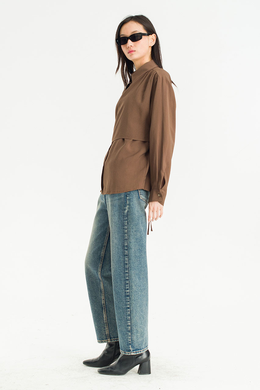 Serif Layer Blouse, Mocha