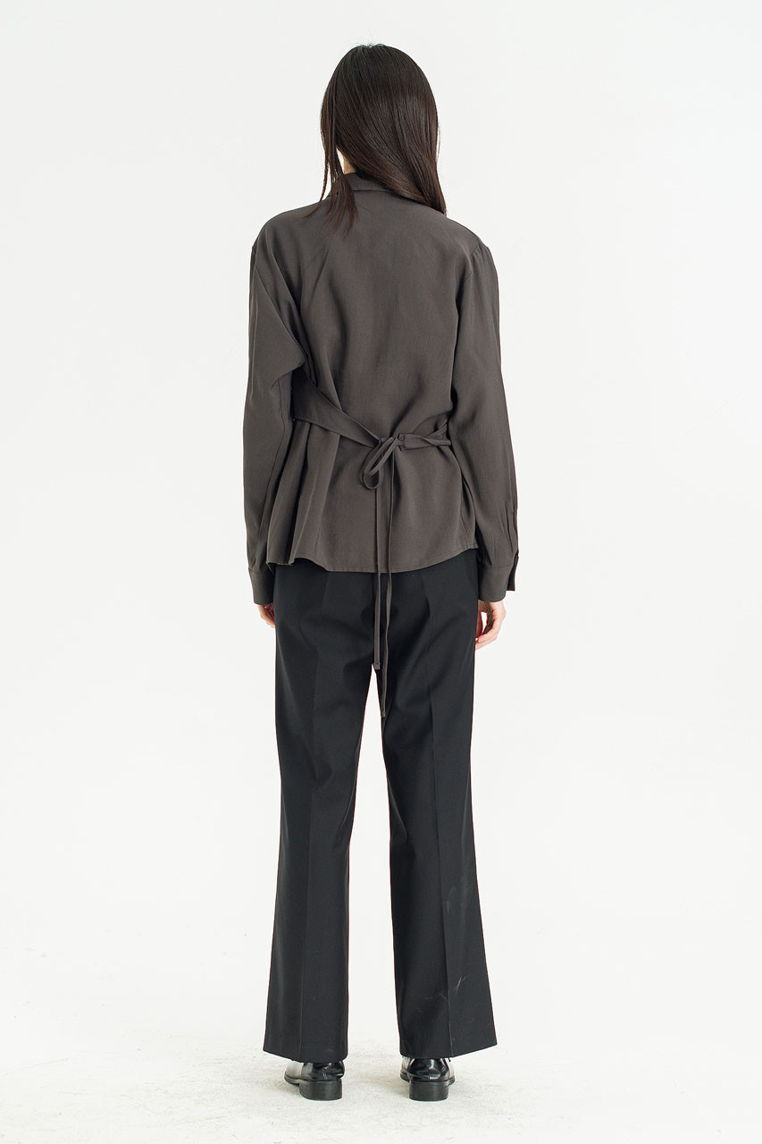 Serif Layer Blouse, Charcoal