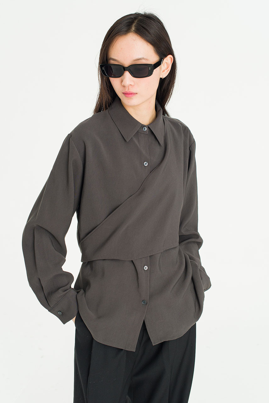 Serif Layer Blouse, Charcoal