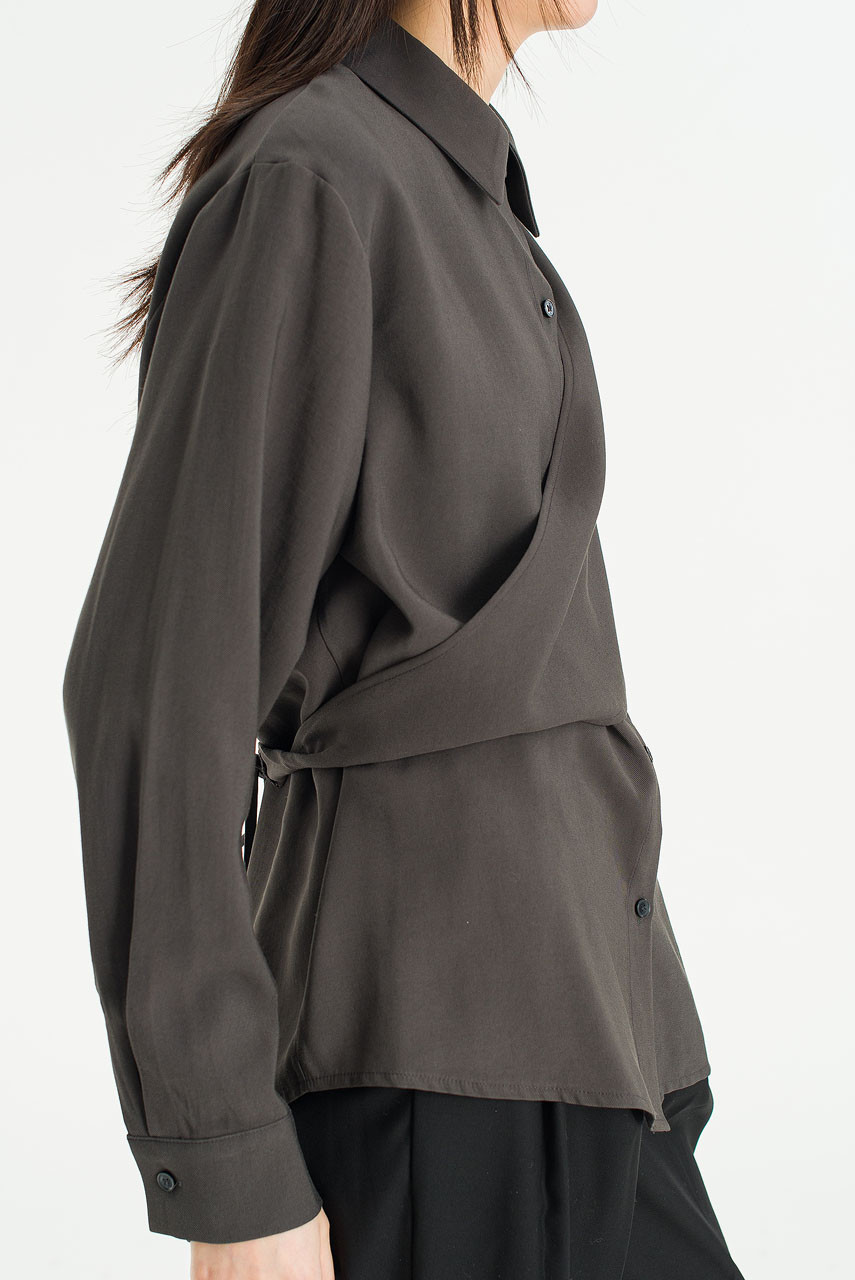 Serif Layer Blouse, Charcoal