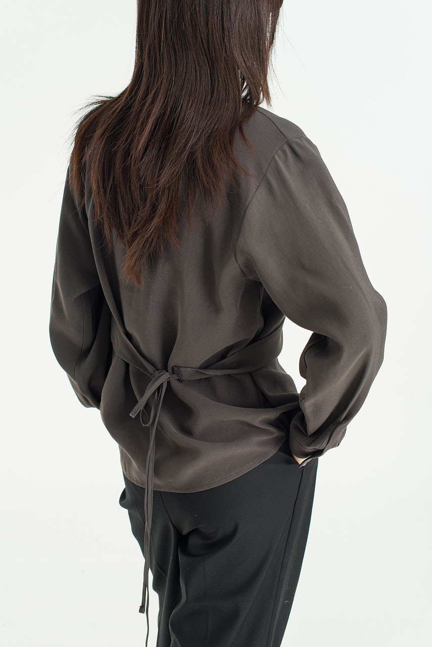 Serif Layer Blouse, Charcoal