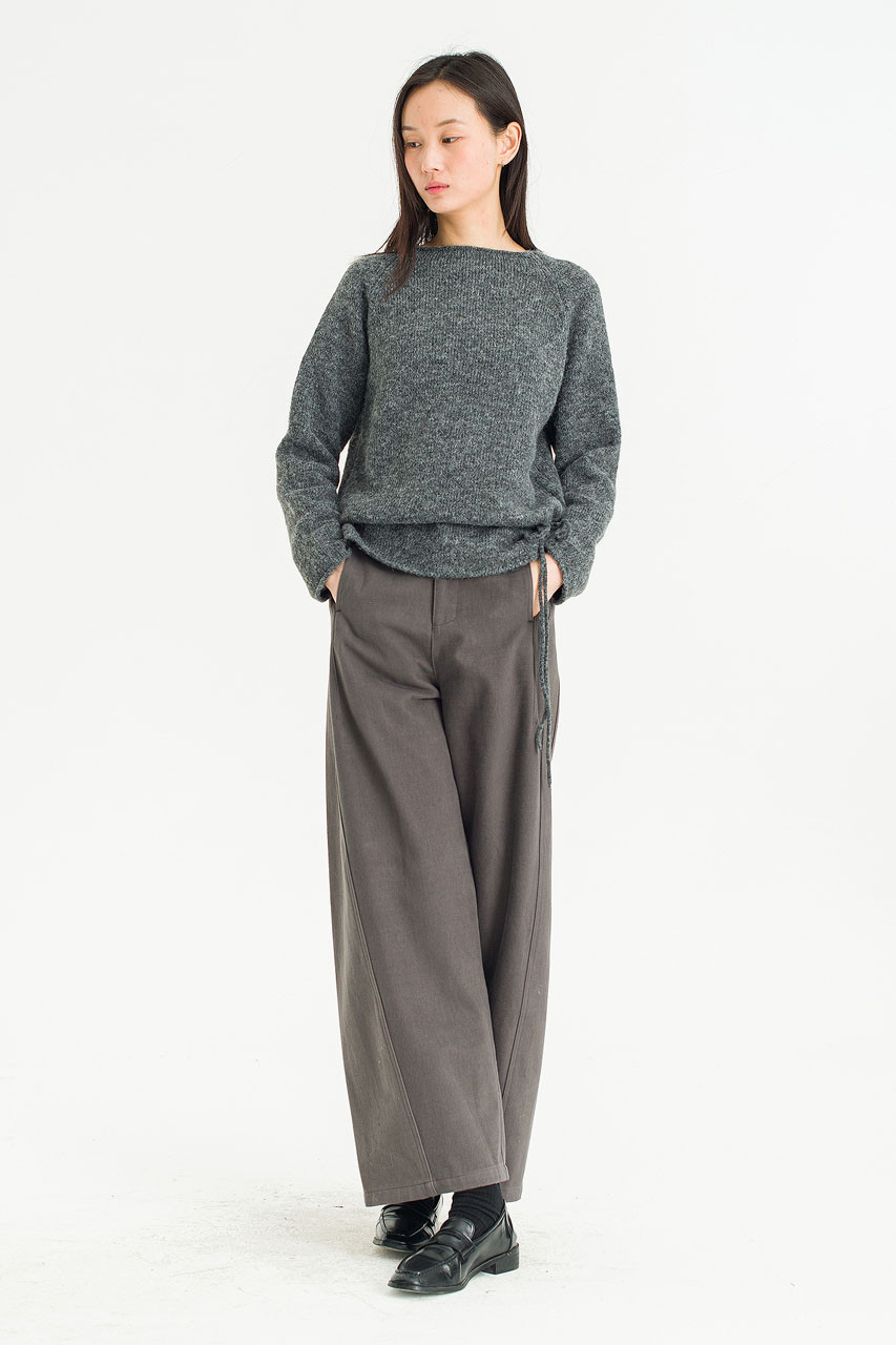 Serif Boat Neck Jumper, Charcoal