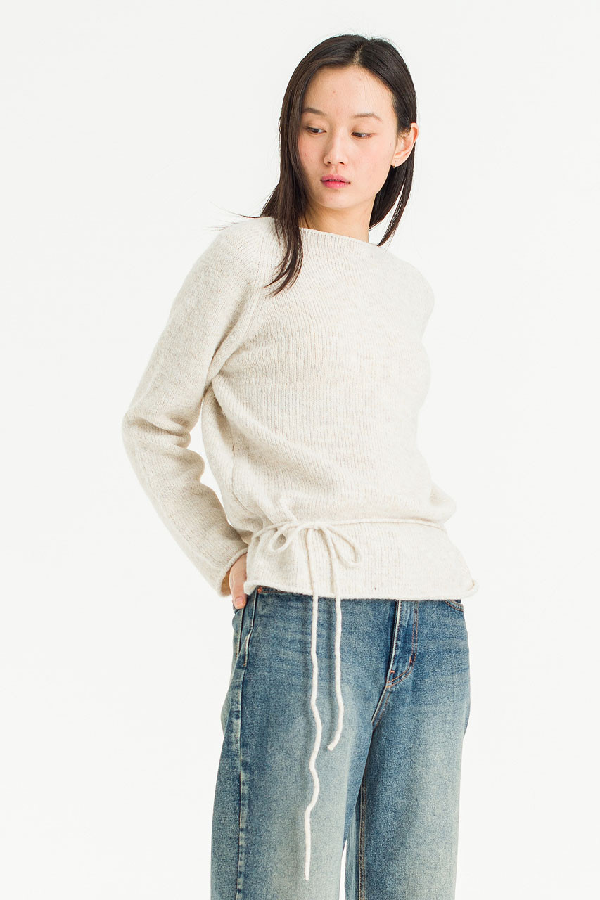 Serif Boat Neck Jumper, Ivory