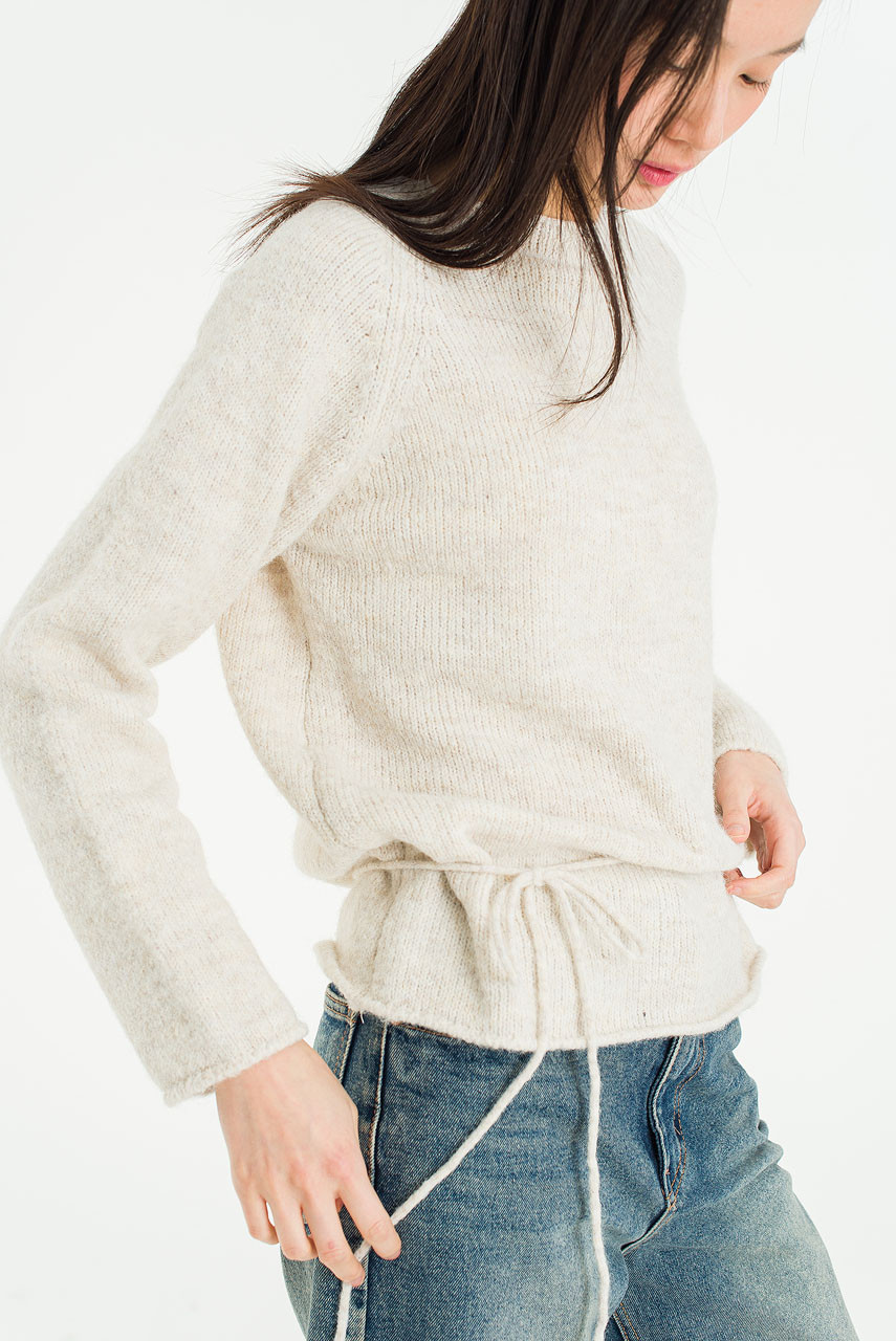 Serif Boat Neck Jumper, Ivory
