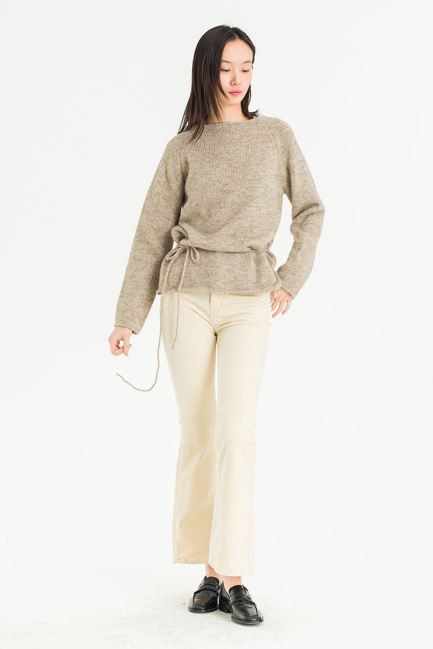 Serif Boat Neck Jumper, Beige