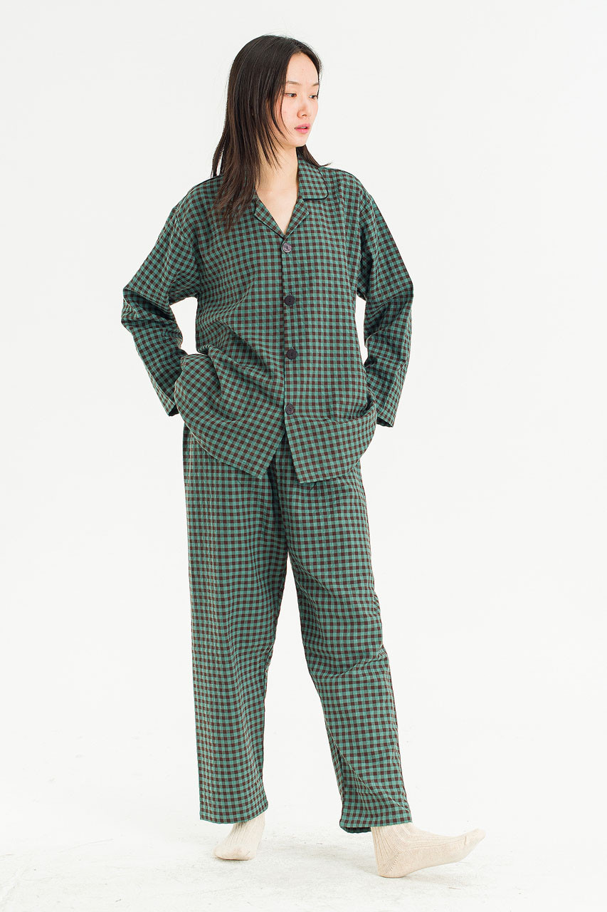Slow Gingham Check Pyjamas, Green