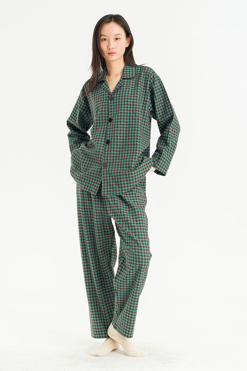 Slow Gingham Check Pyjamas, Green