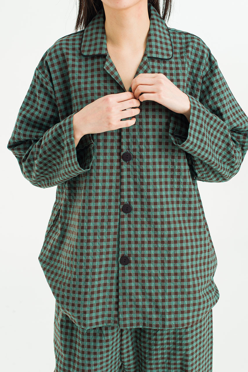Slow Gingham Check Pyjamas, Green