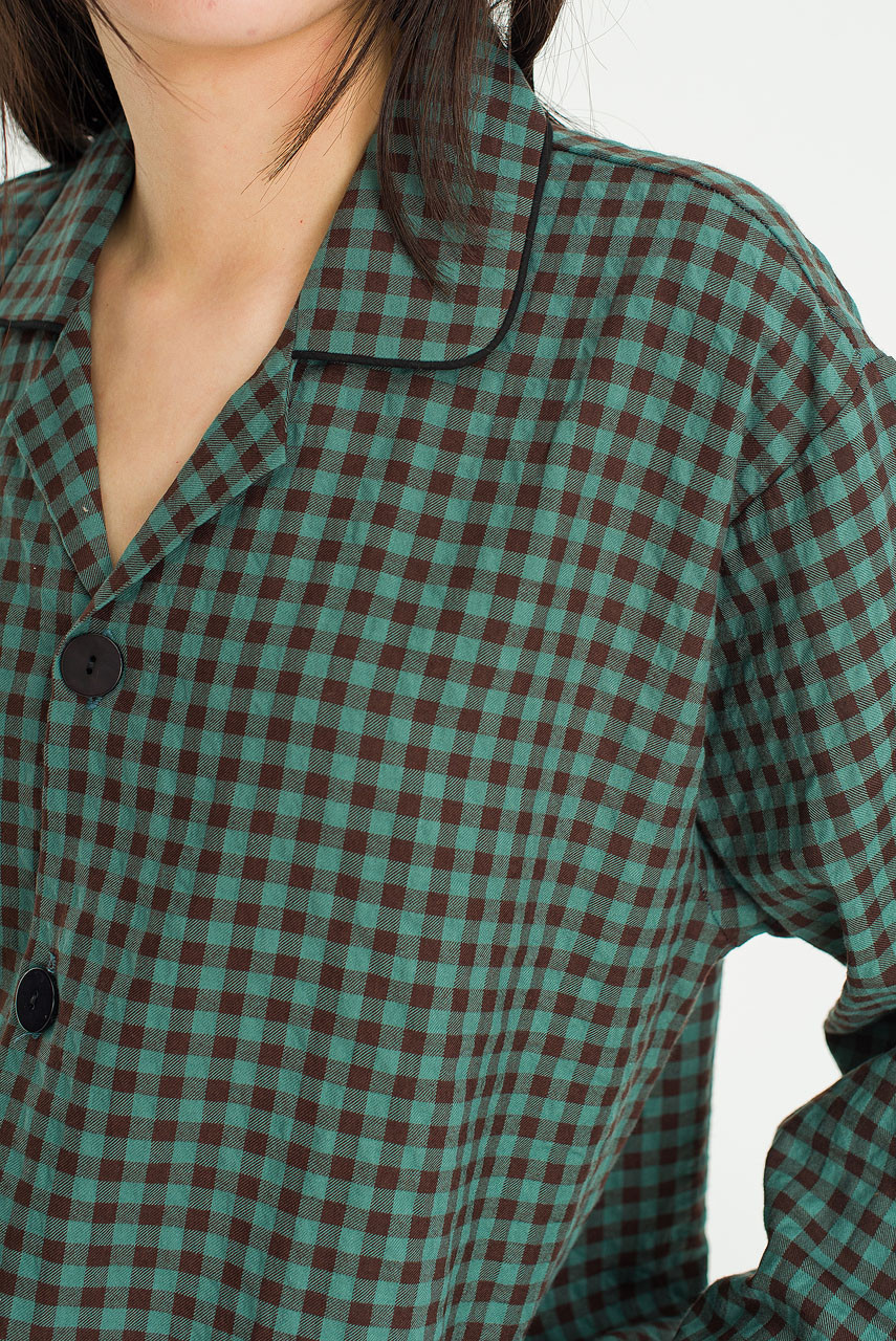 Slow Gingham Check Pyjamas, Green