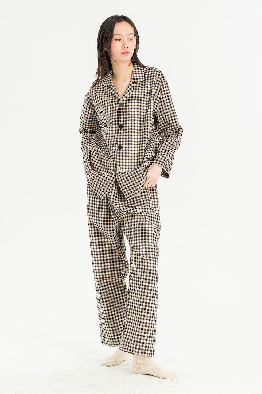 Slow Gingham Check Pyjamas, Black