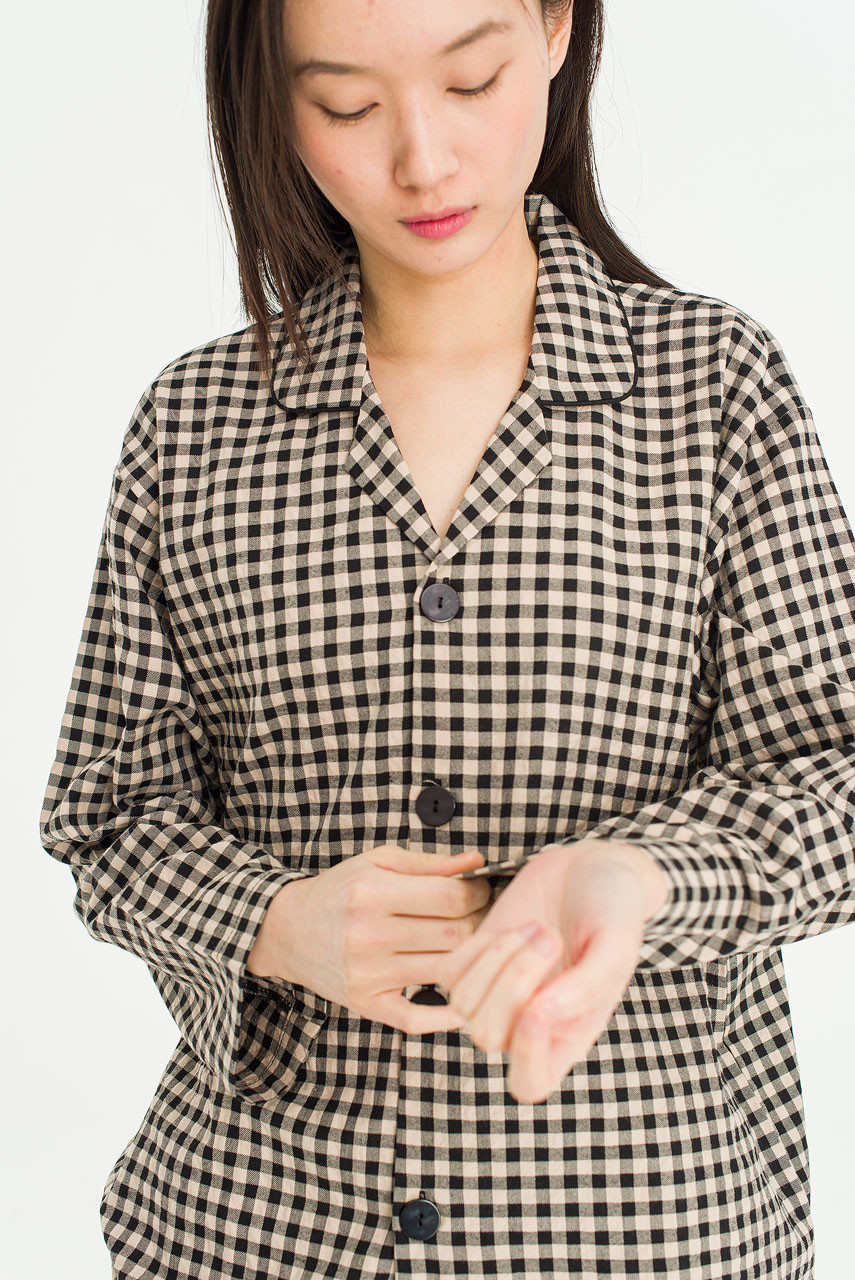 Slow Gingham Check Pyjamas, Black