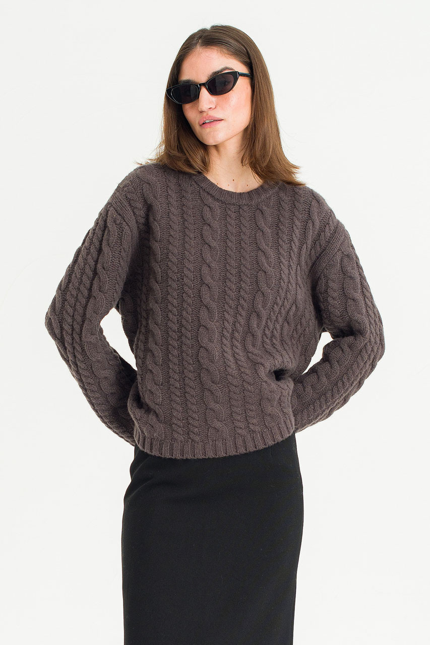 Silent Loose Cable Jumper, Brown