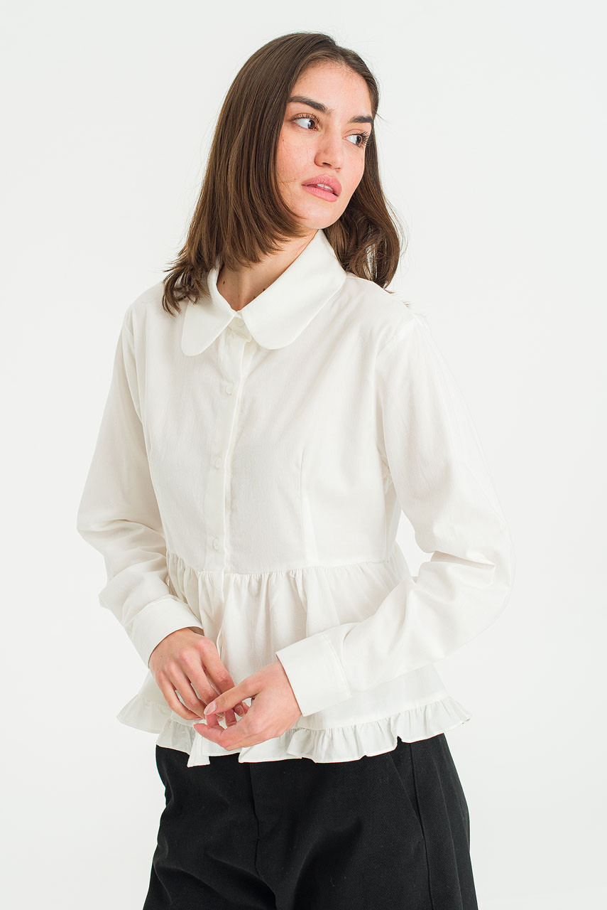Via Frill Detail Blouse, Ivory