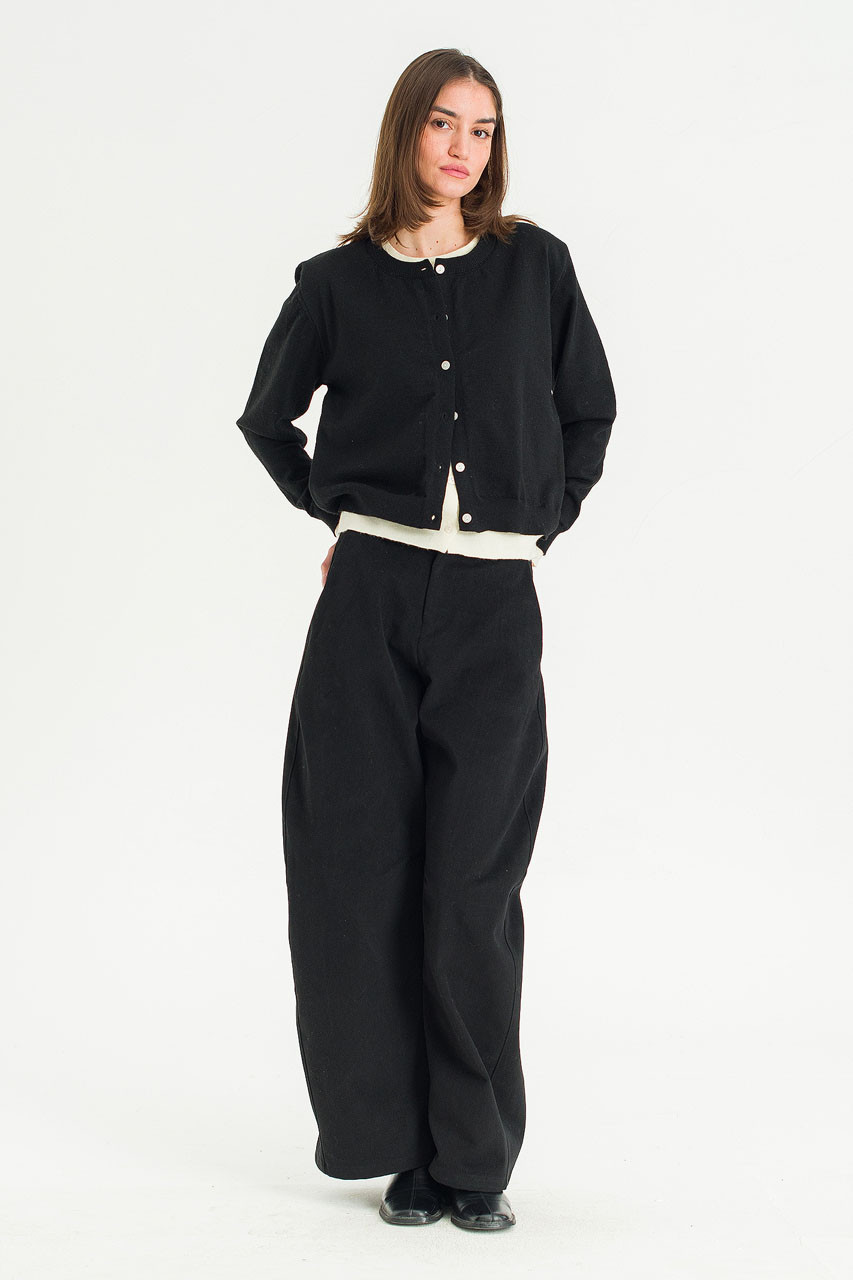 Serif Layered Cardigan, Black