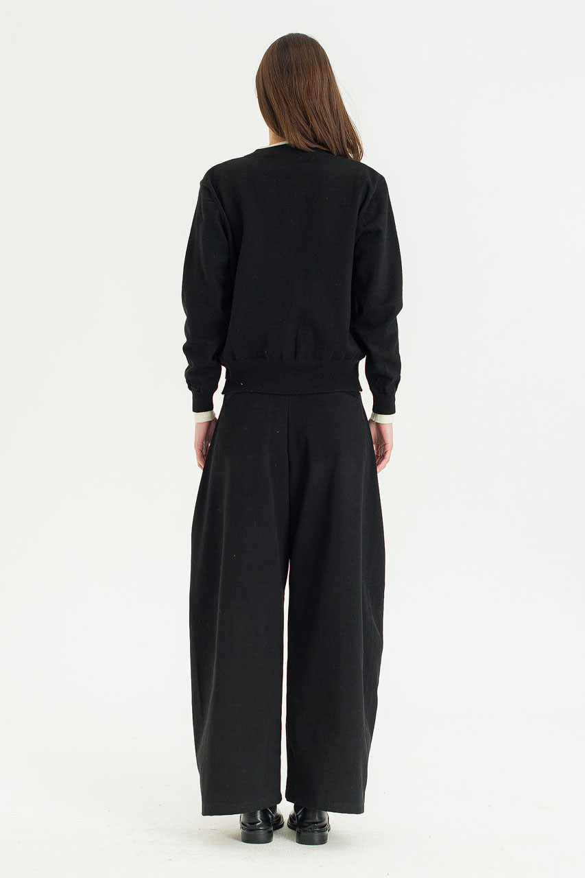 Serif Layered Cardigan, Black