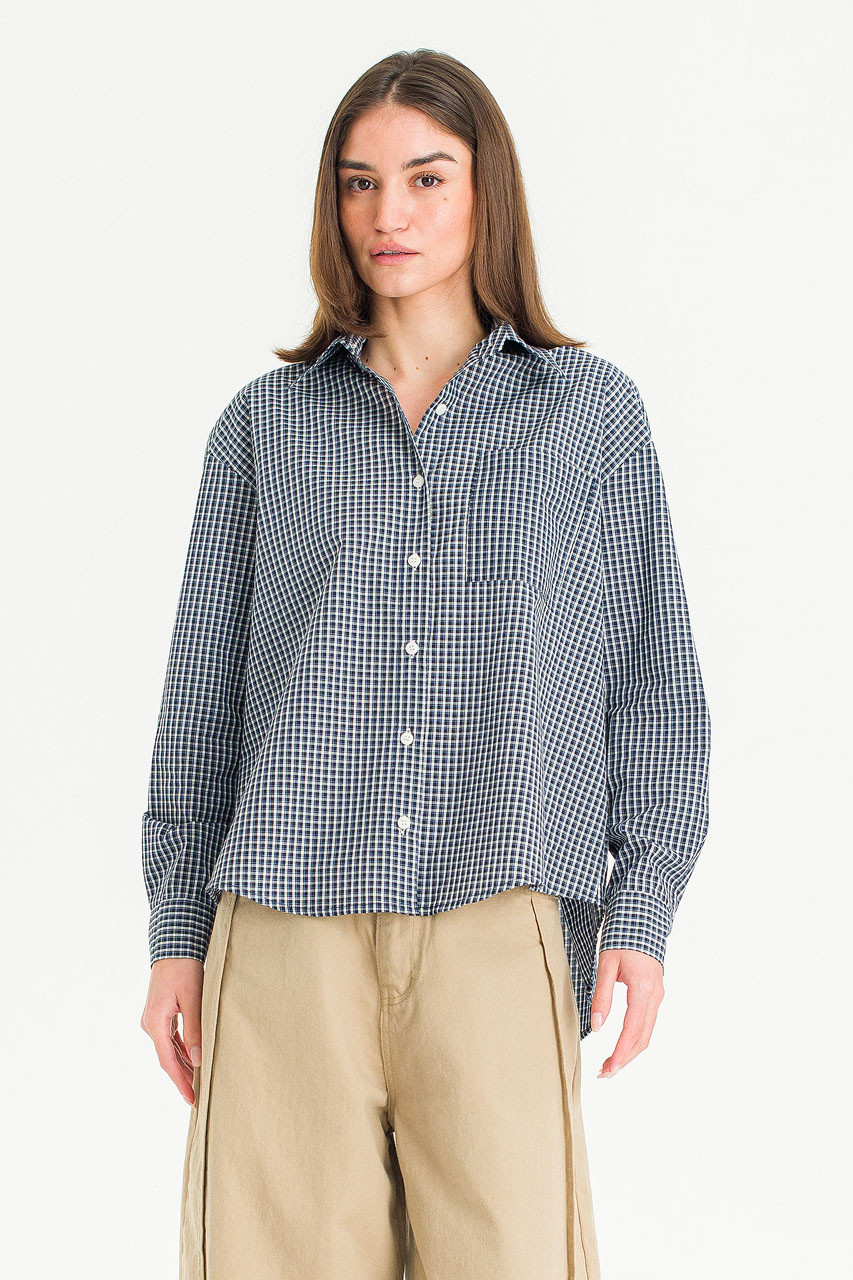 Roma Check Shirt, Navy